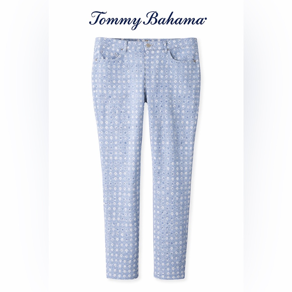 Tommy Bahama Skinny Ankle "Violet Petal" Print Jeans Women’s 34